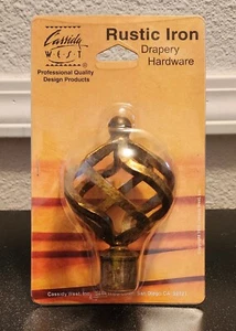 Vintage Cassidy West Rustic Iron Pajaro Finial Drapery Hardware Ball 1999 - Picture 1 of 2