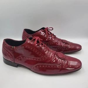Moschino Designer Wingtip Patent Leather Mens Shoes Burgundy EU 43 / US 10 - Picture 1 of 12