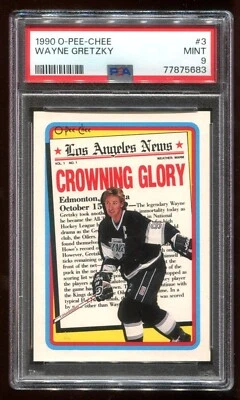 1990 O-Pee-Chee #3 Wayne Gretzky PSA 9 como nuevo patio ~ (PL) Foto 1 de 2