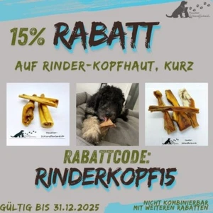 Rinder-Kopfhaut, kurz - Kauartikel - Hunde-Kausnacks - Leckerli - Bild 1 von 16