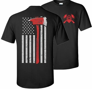 Thin Red Line Fire Firefighter Brotherhood Pride Gear T-Shirt Axe 2 Tee Shirt - Picture 1 of 13