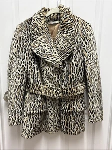 Vintage 1960s Leopard Faux Fur Coat Safari Lewiston Made For Radlee - Size 38 - Picture 1 of 9