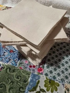 VINTAGE 5" PRECUT NATURAL FABRIC COLOR MUSLIN CHARM PACK SQUARE QUILT BLOCKS - Imagen 1 de 2