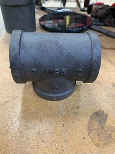 2"x2"x2" Black Iron Tee T Pipe Fitting Threaded New (1 Ea) - Picture 1 of 6