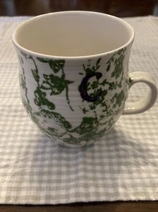 Anthropologie Monogram Letter C Homegrown Initial Floral Coffee Mug Cup Green - Picture 1 of 6