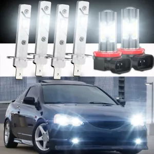 For Acura RSX 2004 2003 2002 LED Headlight High/Low +Fog Light Bulbs Combo 6000K - Picture 1 of 16