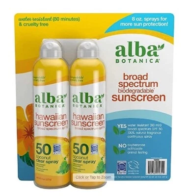 Hawaiian Alba Botanica Sunscreen 2 Pack SPF 50 Coconut Clear Sunblock Exp.3/24 - Image 1 of 2