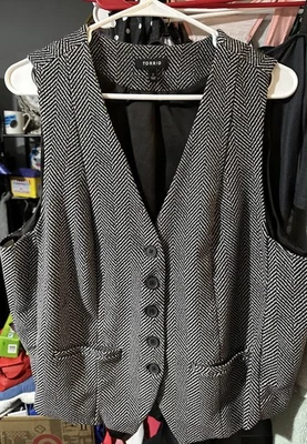 Chaleco de tweed espiga blanco y negro tórrido talla 2 usado en excelente estado Foto 1 de 3