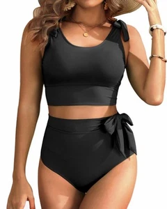 Two Piece High Waisted Swimsuits - Women Tummy Control Bikini Modest Bathing ... - Picture 1 of 5
