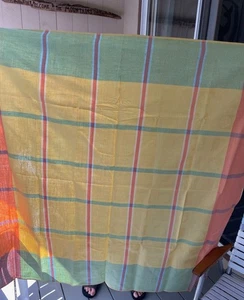 TEXTILE Vintage Mid Century Modern 70s Linen Tablecloth Multicolor NEW - Picture 1 of 3