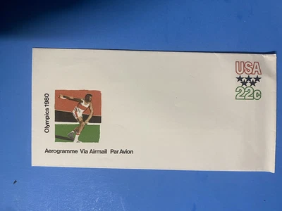 UC52  AIRMAIL ENVELOPE 22c   DISCUS THROW 1980 OLYMPICS - Image 1 of 4