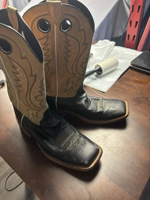 Justin Bent Rail Stillwater Caddo Talla 12 D Negro Piel de becerro Botas Vamp 14" BR303 Foto 1 de 4