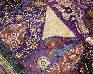 Tischdecke Wandteppich Perlen Zari Patchwork Hippie Boho Wohnheim Deko Wandbehang - Bild 1 von 10
