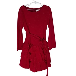 Rare Edition Elegant Red Kids Dress Sparkle and Ruffle Holiday Dress size 7 - Picture 1 of 4
