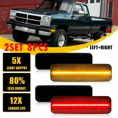 8X Luz de guardabarros lateral LED delantera trasera para camioneta 81-93 Dodge W150 W250 W350 Foto 1 de 4