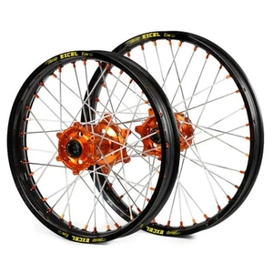 KTM 150 SX 2015-2016 21/19 Wheelset Pair Black Excel RimOrange SM Pro Hub - Picture 1 of 4