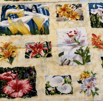Hi Lily Hi Lo Elyse South Sea Imports Fabric Lillies Floral Yellow 23 x 44” - Image 1 of 3