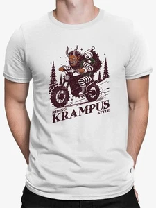 Camiseta para hombre Riding Krampus estilo rebelde de Navidad - Imagen 1 de 7