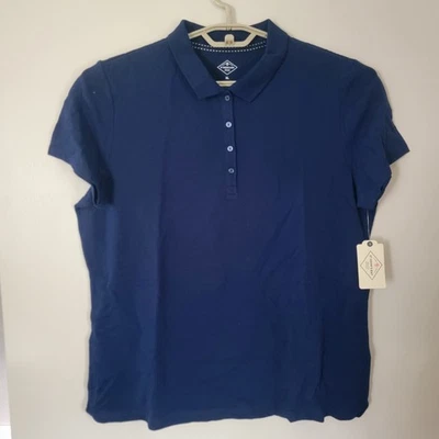 St John’s Bay Short Sleeve Basic Polo Shirt XLarge Womens American Navy Blue - Image 1 of 4