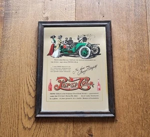 Vintage Pepsi Cola Pub Wall Mirror Barney Oldfield 33.5 x 26cm Car Racing Driver - Picture 1 of 4