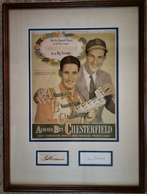 TED WILLIAMS & STAN MUSIAL FIRMADO 1947 ICÓNICO ANUNCIO DE CHESTERFIELD. Certificado de autenticidad Beckett. RARO Foto 1 de 4