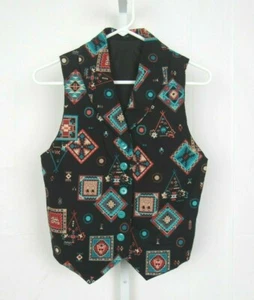 Vintage 1970er 80er SCHWARZ SOUTHWESTERN NATIVE AMERICAN DESIGN WESTE - Bild 1 von 11