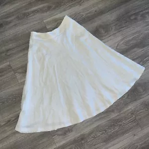 Lauren Ralph Lauren Midi-A-Linienrock 100 % Leinen weiß Schnürung zum Binden neu Petite 8 - Bild 1 von 13