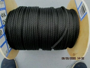 1/4 " FLAGPOLE HALYARD ROPE 800 LB POLYESTER BLACK MADE IN USA - Picture 1 of 2