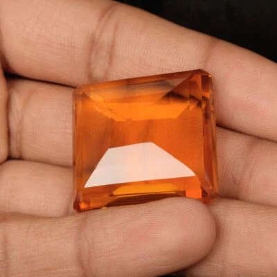 69.00 Carat Lab Created Brazilian Yellow Citrine Square Shape Loose Gemstone - Image 1 of 4