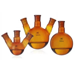5ml - 1000ml 1-4 Necks Round Bottom Amber Boiling Flask with Standard Joints - Picture 1 of 12