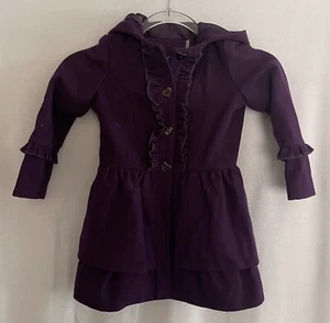 Love, Lilah Coat Girls 3T Toddler Purple Heart Buttons Ruffle Accents - Picture 1 of 6