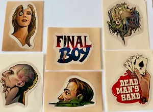 Vintage retro horror stickers Zombie girl dead mans hand final boy monsters face - Picture 1 of 8