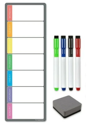 Large Magnetic Weekly Planner, Dry Wipe Fridge Whiteboard or Dry Erase Board - Image 1 of 4