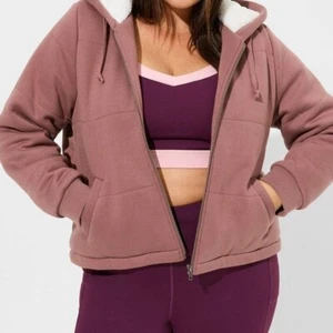 Sudadera con Capucha Torrid 1X 2X Rosa Rosa Polar Chaqueta de Bombardero Forrada Abrigo con Cremallera Plus Nueva - Imagen 1 de 4