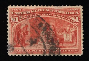 VERY AFFORDABLE GENUINE SCOTT #241 USED 1893 $1 SALMON COLUMBIAN EXPO 21607 - Picture 1 of 2
