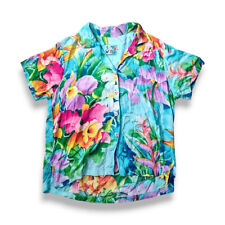 Jams World vintage 90's turquoise floral multicolor cropped shirt womens S