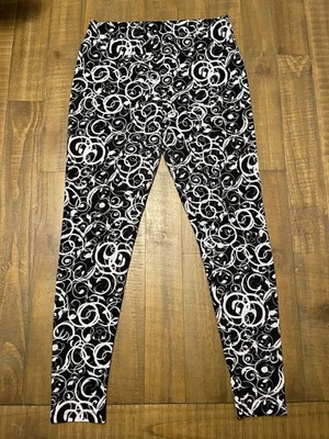 Leggings altos y curvilíneos LuLaRoe - patrón de remolino blanco y negro C018 Foto 1 de 3