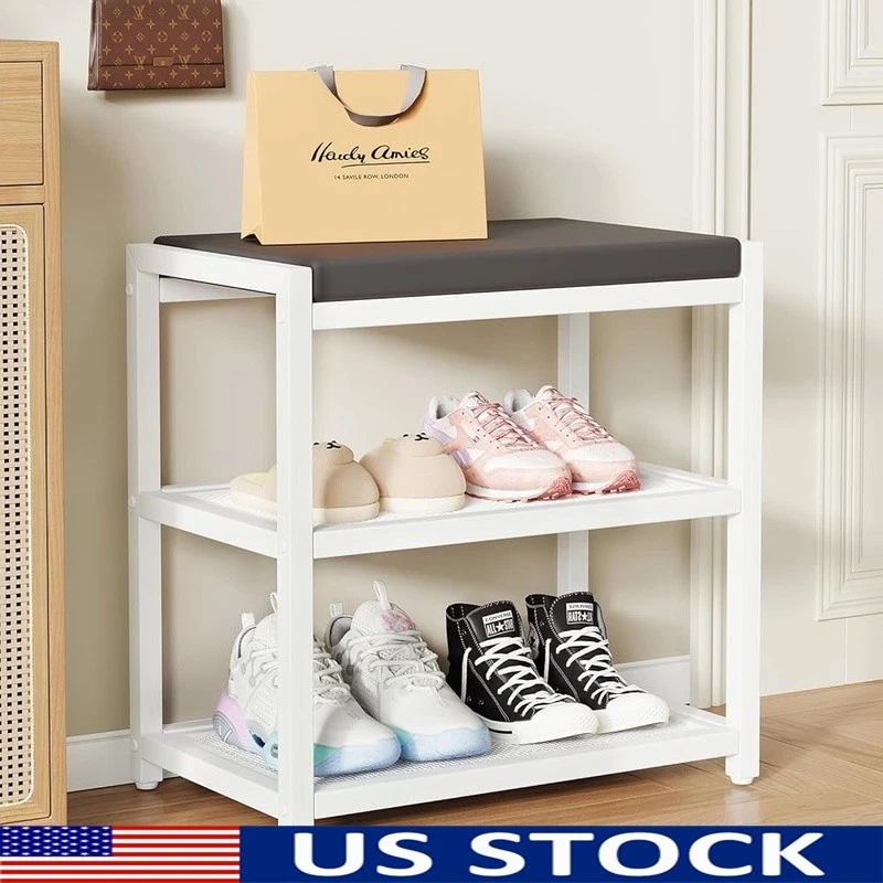 Banco de sapatos confortável com almofada rack de armazenamento organizador elegante entrada novo - Imagem 1 de 4