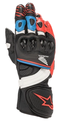 Guanti Moto in Pelle Alpinestars Honda GP Plus R V2 Nero Rosso Blu Racing Sport - Immagine 1 di 4