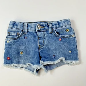 Cat & Jack Shorts - Girl's Size 4T - Stretch Blue Denim - Floral Design - Used - Picture 1 of 15