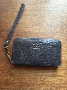 WILL Leather Goods Brown Distressed Leather Wristlet Wallet Zippered ๐ฅ - Picture 1 of 7
