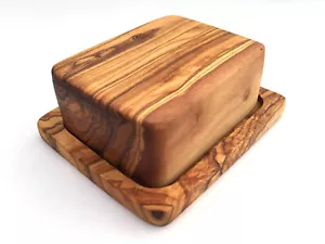Butterdose mit Deckel geeignet für 250 g deutsche Butter Olivenholz Handarbeit - Bild 1 von 10