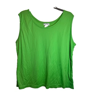 Pullover vintage cami talla 1X verde lima abuela poliéster tejido sin mangas - Imagen 1 de 6