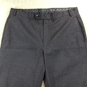 LAUREN Ralph Lauren Dress Pants Blue Mens 36x32 Stretch Straight Checkered Plaid - Picture 1 of 12