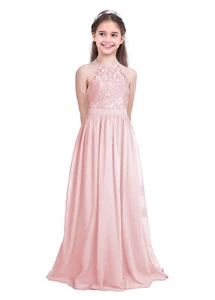 Girls Dresses Formal Dress Big Gown Party Pageant Sleeveless Wedding Youth Lace - Picture 1 of 60