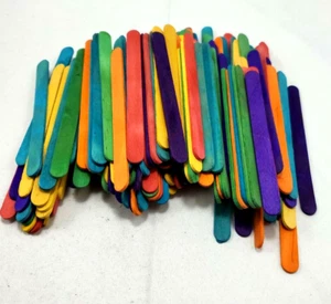 One lot Multi Color 4.5" Wooden Craft Popsicle Sticks - Picture 1 of 3