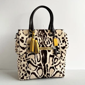 Coach Ocelot Hair Calf Handbag Tote bag 21165 Genuine Leather Brown Tassel - Picture 1 of 22