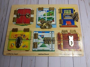 VTG Melissa and Doug Wooden Puzzle Hand Crafted "Latches Board" #383 - Picture 1 of 5