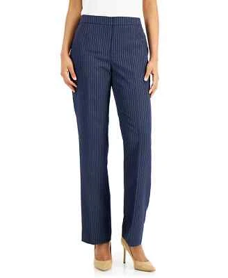 /LX078/ Le Suit Pinstripe Lined Dress Pants Navy Ivory Sz 16 - Image 1 of 3