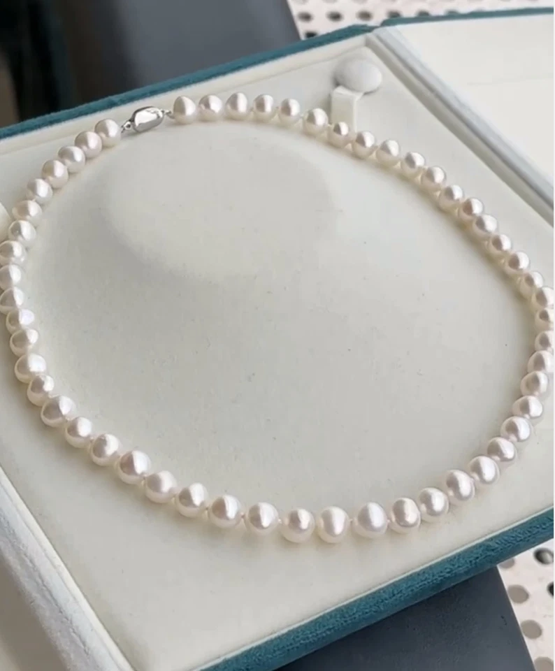 Collar de perlas blancas mar sur redondo natural 7,5-8,5 mm Foto 1 de 1